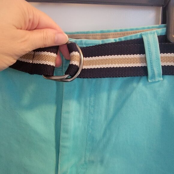 Izod Blue Radiance Flat Front Belted 9.5" Men's Golf/Chino Shorts - Picture 9 of 11